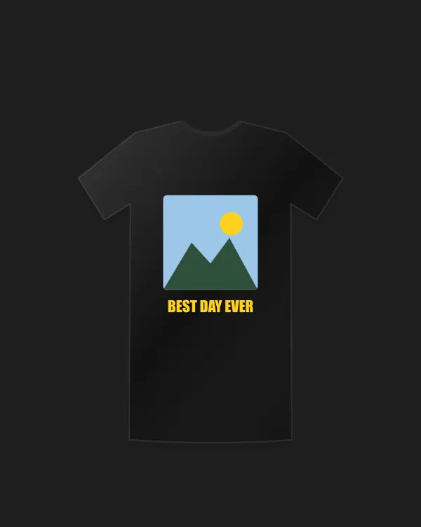 Black T-shirt with a photo and caption