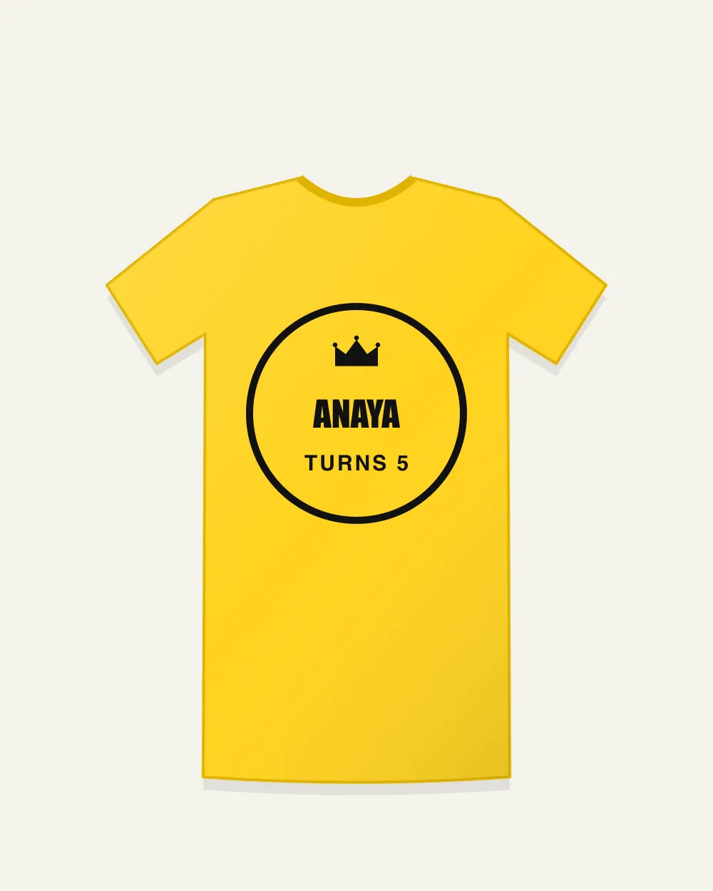 Kids Name Birthday Tee in Yellow — front view