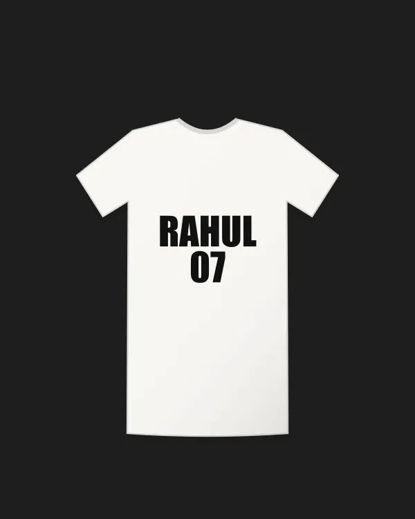 White T-shirt with a name and number